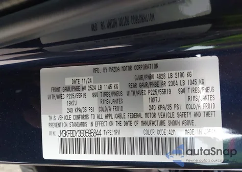 2025 Mazda Cx-5 2.5 Turbo Premium from USA, damaged, VIN JM3KFBDY3S0595844